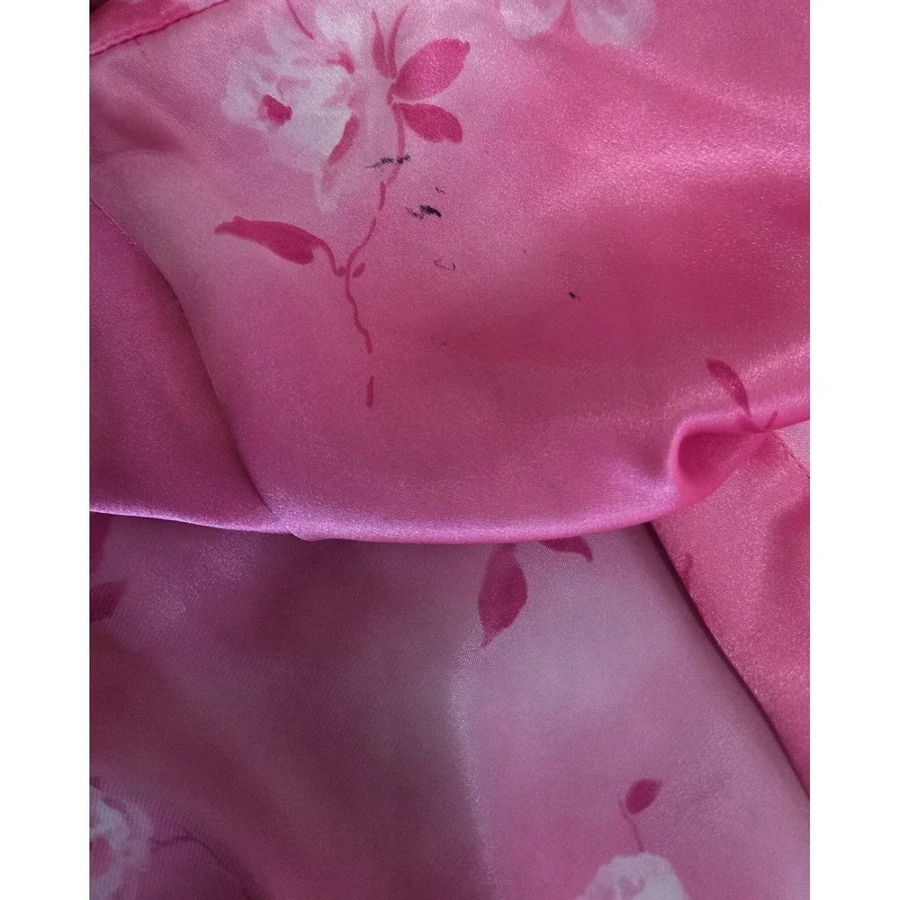 Vintage‎ Inner Most Lingerie Robe Pink Satin Silky Kimono Floral Coquette Size L